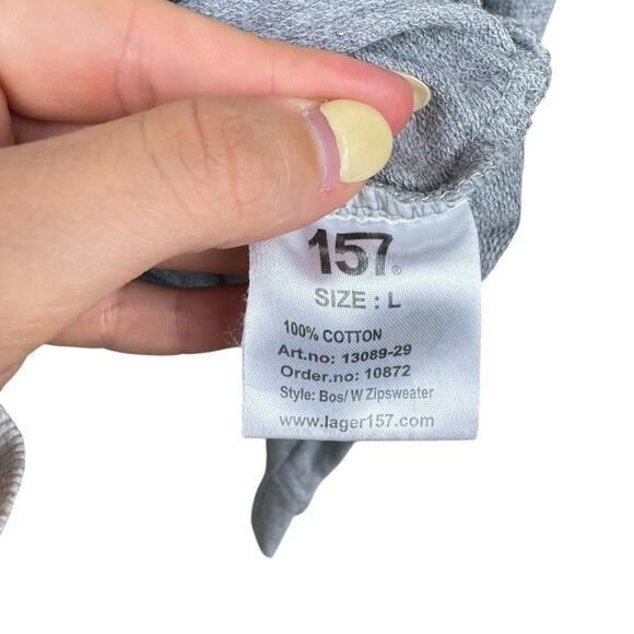 Lager 157 Gray Knit Collarless Full Zip Up Thin Simple Basic Bomber Jacket - Picture 12 of 12